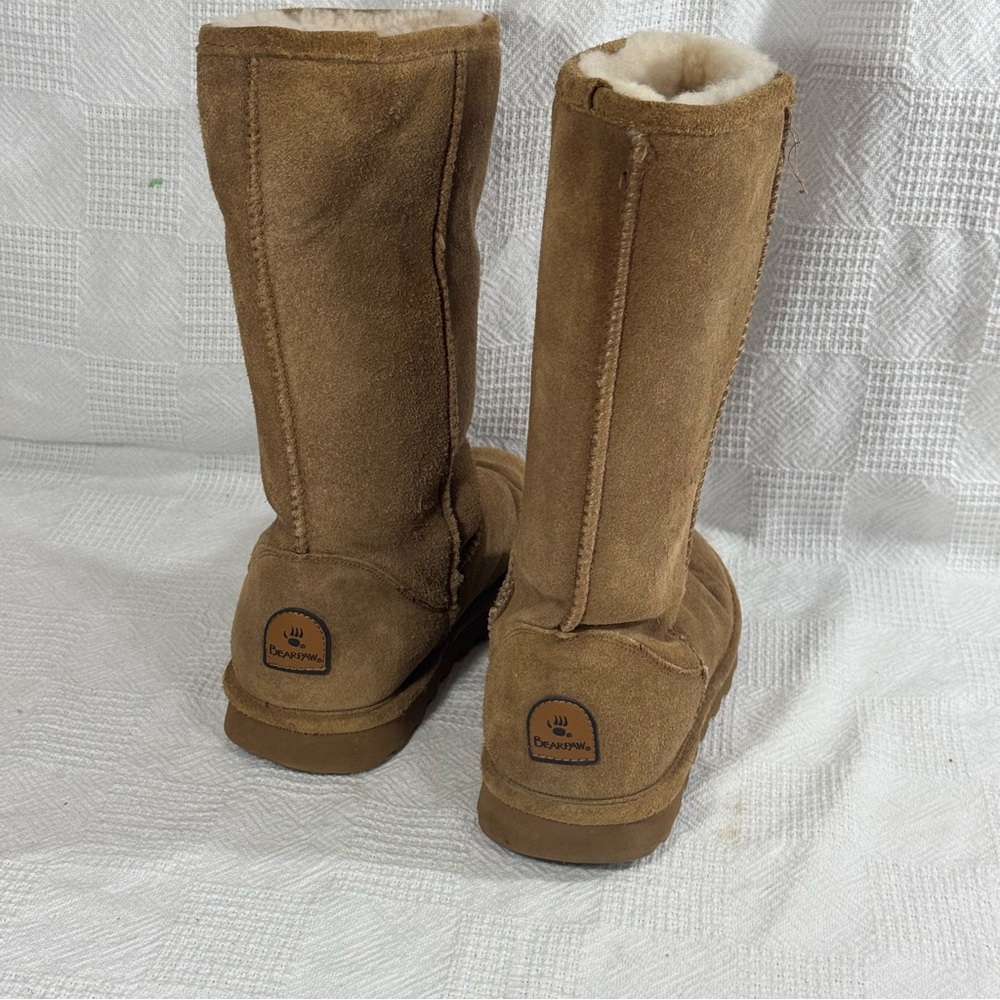 Bearpaw Elle Tan Suede Tall Boots‎ with Sheepskin/Wool inside size 10